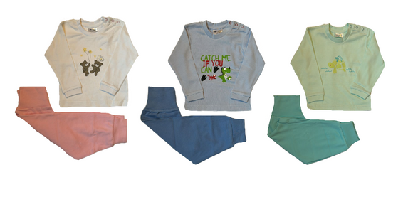 Baby Pyjama Schlafanzug Langarm Weiß/Rosa, Blau, Türkis Gr. 74/80