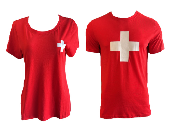 Damen und Herren T-Shirt Kurzarm Rot Gr. S, M
