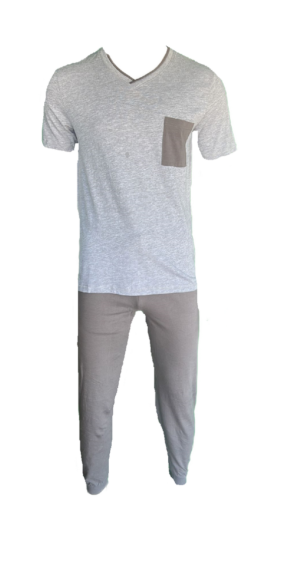 Herren Pyjama/Schlafanzug Grau Gr. M