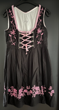 Damen Trachten Dirndl ärmellos Schwarz, Rosa Stickerei ca. Gr. 42 v. Oscar