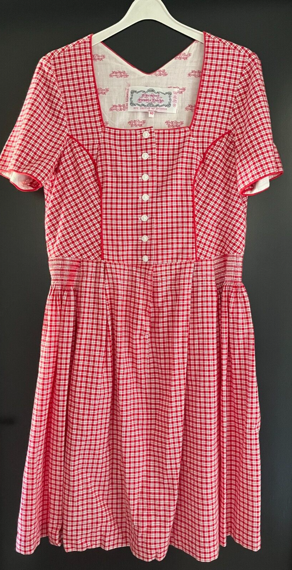Damen Trachten Dirndl kurzarm Rot-Weiß kariert Gr. 40 v. Chiemseer Dirndl
