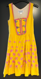 Damen Trachten Dirndl ärmellos Gelb, Rosa Stickerei Gr. 34 v. Almenrausch