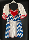 Damen Trachten Dirndl kurzarm Blau-Weiß, Rot gemustert ca. Gr. 38