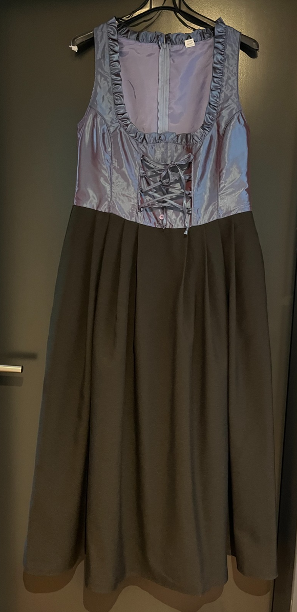 Damen Trachten Dirndl ärmellos Schwarz, Blau/Lila schimmernd ca. Gr. 38