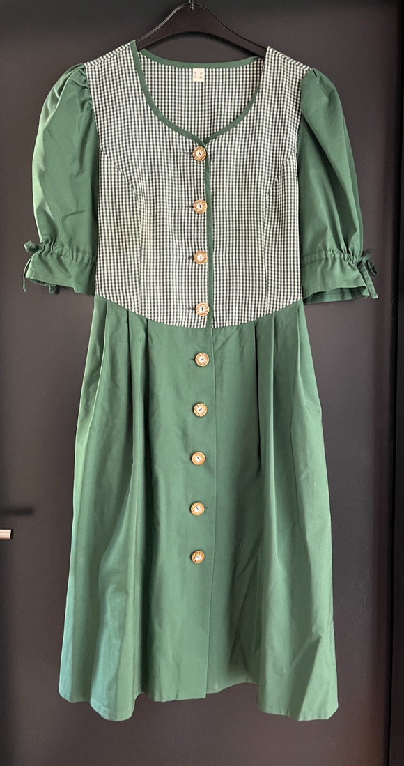 Damen Trachten Dirndl kurzarm grün, weiß kariert ca. Gr. 40/42