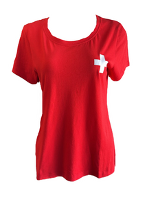 Damen und Herren T-Shirt Kurzarm Rot Gr. S, M