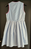 Damen Trachten Dirndl ärmellos hellblau-weiß kariert, rosa ca. Gr. 40