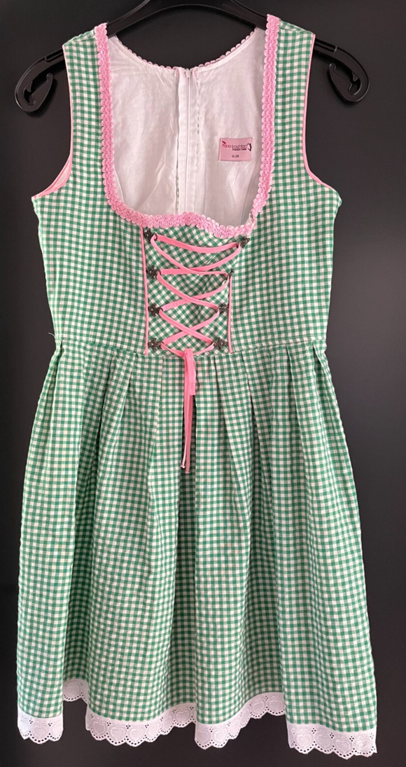 Damen Trachten Dirndl ärmellos grün weiß kariert ca. Gr. 38 v. Rose Trachten