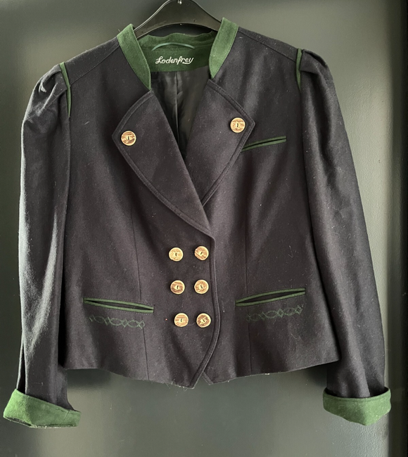 Damen Trachten Janker/Jacke dunkelblau, grün ca. Gr. 42 v. Lodenfrey