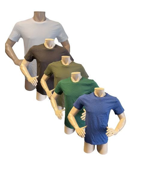 Herren T-Shirt Rundhals-Ausschnitt  77777 weiss khaki schoko grün indigo