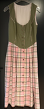 Damen Trachten Dirndl ärmellos Grün, Rosa gemustert ca. Gr. 40