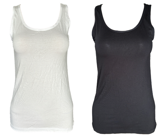 Damen Modal-Unterhemd Tanktop Weiß Schwarz Baumwolle Gr. S M L