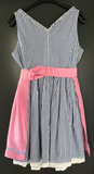 Damen Trachten Dirndl ärmellos blau weiß kariert mit Schürze ca. Gr. 42