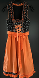 Damen Trachten Dirndl ärmellos Schwarz mit oranger Schürze ca. Gr. 34