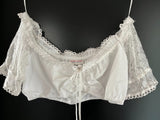 Damen Trachten Dirndl Bluse weiß m. Spitzenärmel ca. Gr. M v. Orig. Steindl