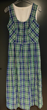 Damen Trachten Dirndl ärmellos Blau, Grün gemustert ca. Gr. 42