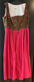 Damen Trachten Dirndl ärmellos Braun, Rosa ca. Gr. 46 v. Distler
