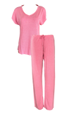 Damen Wohlfühl-Pyjama 2-Teilig Rosa Blau Grau Gr. S