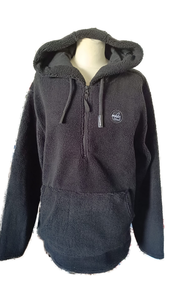 MAUI Herren Sherpa Teddy Plüsch Hoodie Kapuzenpullover schwarz Gr. L XL XXL