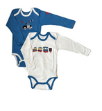 Baby Body Langarm 2er-Pack Weiß/Blau, Beige Gr. 74/80