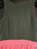 Damen Trachten Dirndl ärmellos Grün, Rosa gemustert ca. Gr. 38 v. Turi