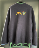 Damen Trachten Janker/Jacke Blau, mehrfarbig mit Stickerei ca. Gr. 44 v. Geiger