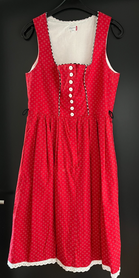 Damen Trachten Dirndl ärmellos Rot weiß gemustert ca. Gr. 40