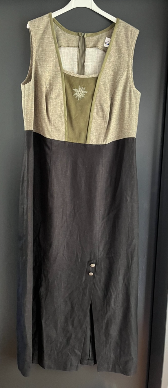 Damen Trachten Dirndl ärmellos Schwarz grün ca. Gr. 44 v. Petressa