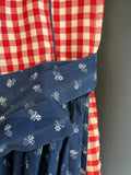 Damen Trachten Dirndl ärmellos Rot-Weiß, Blau mit Schürze Gr. 36 v. Country Life