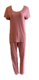Damen Pyjama Schlafanzug mit Spitze Kurzarm Grau, Blau, Schwarz, Rosa Gr. S
