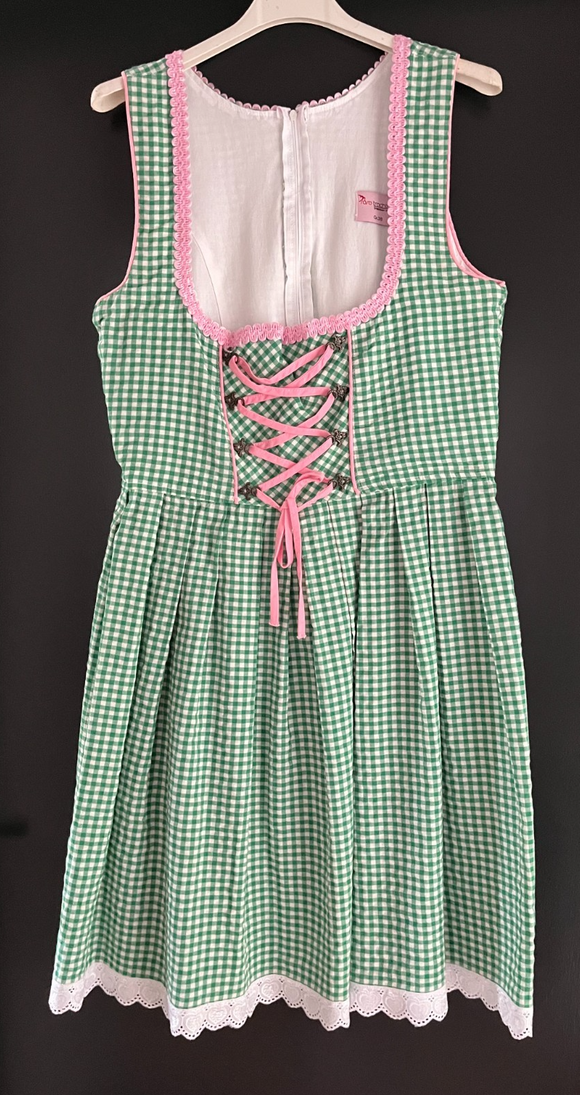 Damen Trachten Dirndl ärmellos grün-weiß kariert, Rosa Gr. 38 v. Rose Trachten