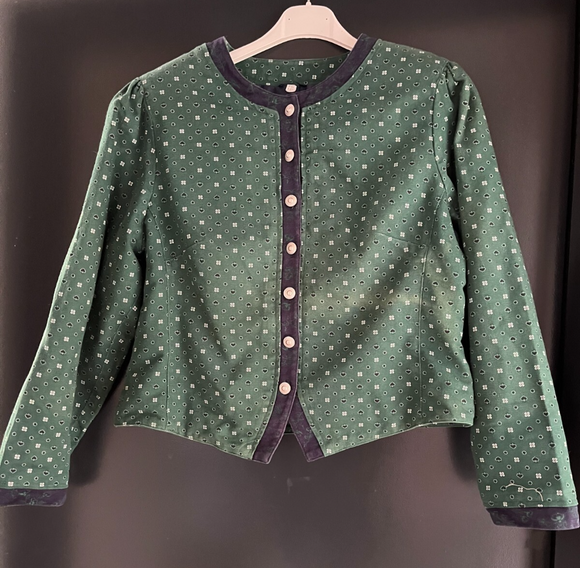 Damen Trachten Janker/Jacke Grün gemustert ca. Gr. 40
