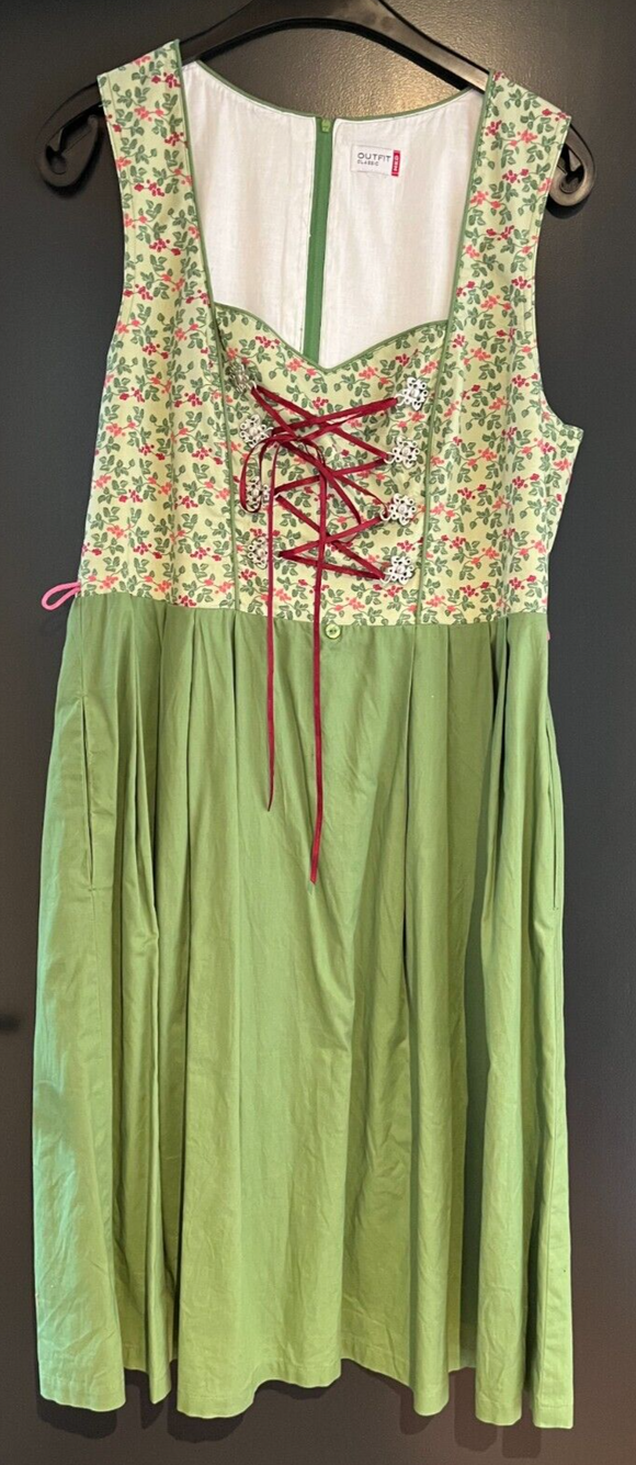 Damen Trachten Dirndl ärmellos Grün gemustert ca. Gr. 42 v. Outfit Classic