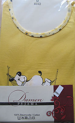 Damen-Schlafanzug Pyjama 3/4-Hose Kurzarm in türkis, gelb mit Hund Gr S, M, L XL