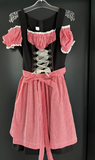 Damen Trachten Dirndl schulterfrei schwarz, rot-weiß mit Schürze Gr. 34 v. MarJo