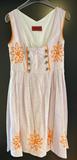 Damen Trachten Dirndl ärmellos Lila, Orange Stickerei ca. Gr. 42 v. LIfos