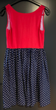 Damen Trachten Dirndl ärmellos Rot, Blau-Weiß gemustert ca. Gr. 38