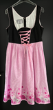 Damen Trachten Dirndl ärmellos Schwarz, Rosa gemustert Gr. 40 v. Oscartrachten