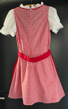 Damen Trachten Dirndl kurzarm Rot-Weiß kariert mit Schürze ca. Gr. 38