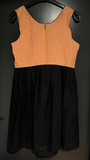 Damen Trachten Dirndl ärmellos Orange-Weiß, Schwarz gemustert Gr. 42