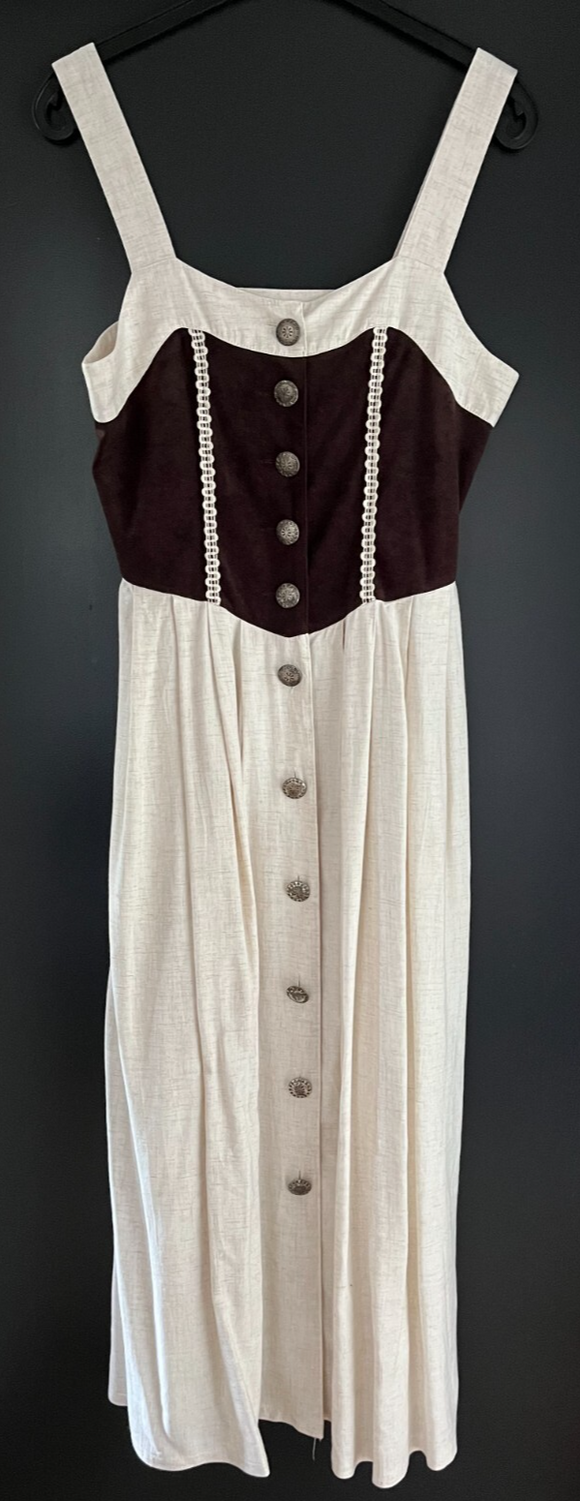 Damen Trachten Dirndl ärmellos Braun beige ca. Gr. 38