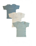 Baby Unterhemd 3er-Pack Lila/Weiß,Rosa/Weiß,Braun/Beige,Blau/Weiß Gr. 74/80