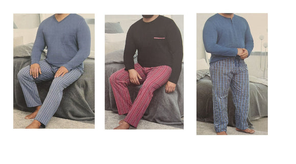 Herren Schlafanzug Plus Size 2-Teilig Langarm Gr. 2XL 3XL 4XL