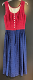 Damen Trachten Dirndl ärmellos Rot, Blau gemustert Gr. 36 v. Herta Kraft