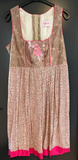 Damen Trachten Dirndl ärmellos Braun-Rosa-Weiß gemustert Gr. 44 v. Krüger Dirndl