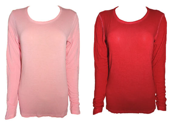 Capuccino Damen Shirt Langarm Unterziehshirt Rosa Rot Gr. 38