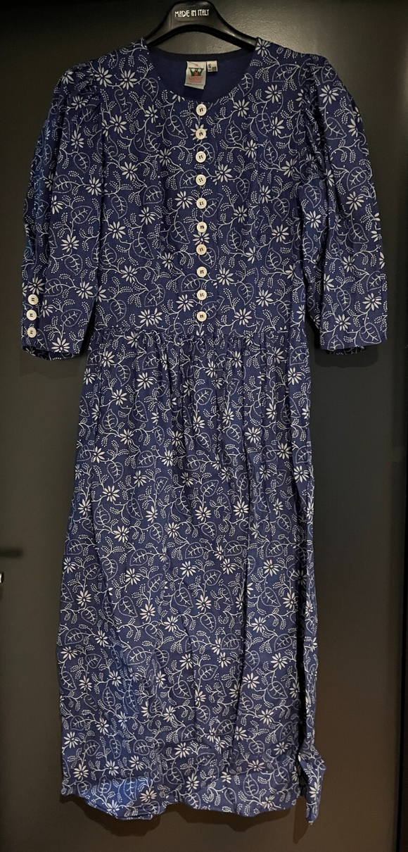 Damen Trachten Dirndl 3/4 Arm blau, weiß gemustert ca. Gr. 38 v. Wurzer Dirndl