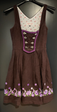 Damen Trachten Dirndl ärmellos braun, lila Stickerei ca. Gr. 32 v. Steindl