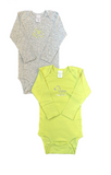 Baby Body Langarm 2er-Pack Grün/Weiß, Blau, Grün/Grau, Weiß, Beige Gr. 74/80