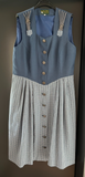 Damen Trachten Dirndl ärmellos blau weiß gemustert Gr. 44 v. Trachten Mode